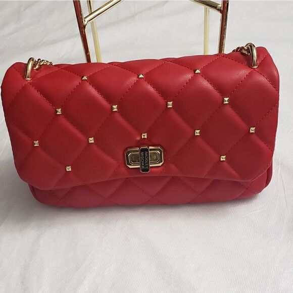 Badgley Mischka Studs Embossed Red Crossbody Shoulder Embossed Bag NWT - Picture 9 of 12